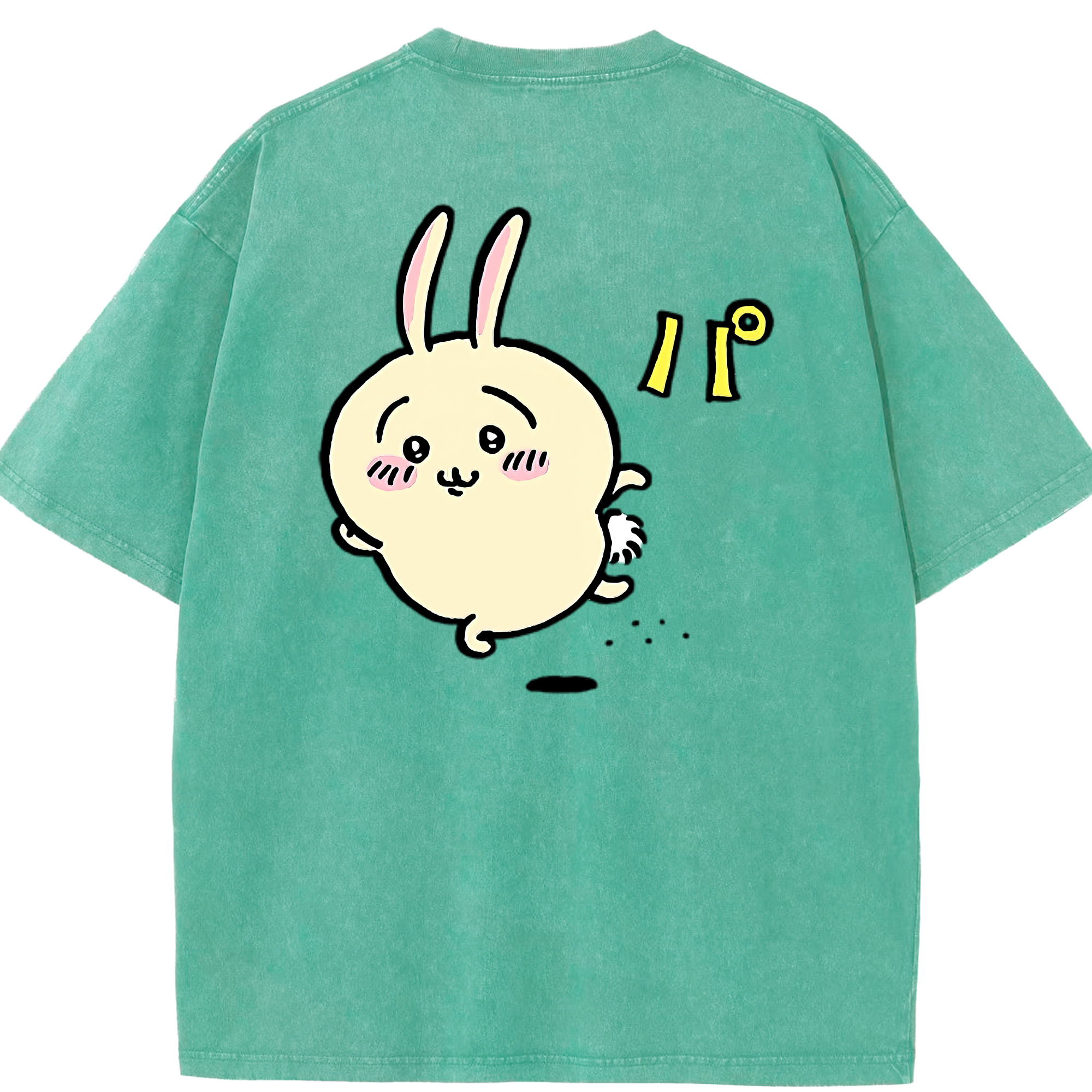 （画像用） ちいかわ うさぎ Chii-kawa usagi 綿100% ヴィンテージ風 半袖Tシャツ（背面プリント）
